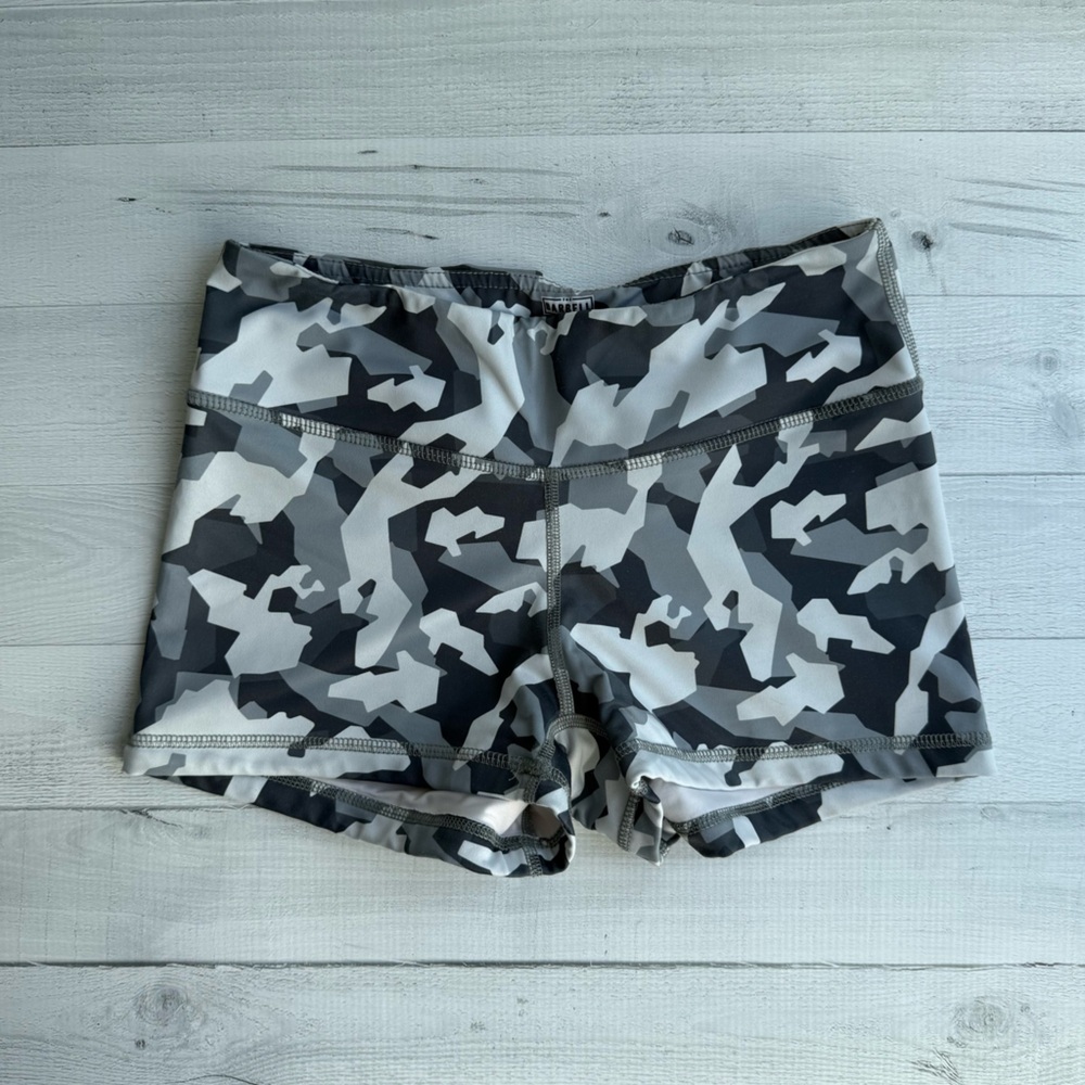 The Barbell Cartel Women’s Camo Gray, Black & White Comp Short 2.5” Size S - Picture 3 of 6